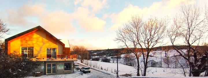 Notre nouveau gîte au lever du soleil